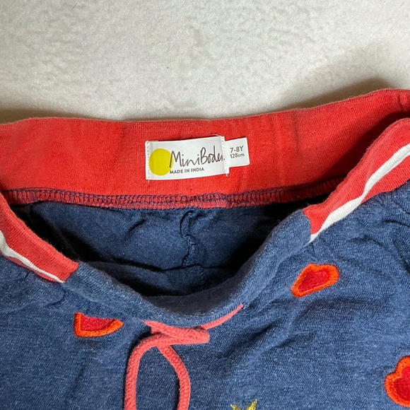 Mini Boden Kids Skirt Set 2 Purple Frog Denim Stars Hearts Drawstring Size 6-8Y - Picture 2 of 10